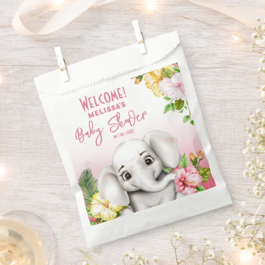 エレファントサファリトロピカルジャングルベビーシャワー フェイバーバッグ (クリップ留めされた状態)