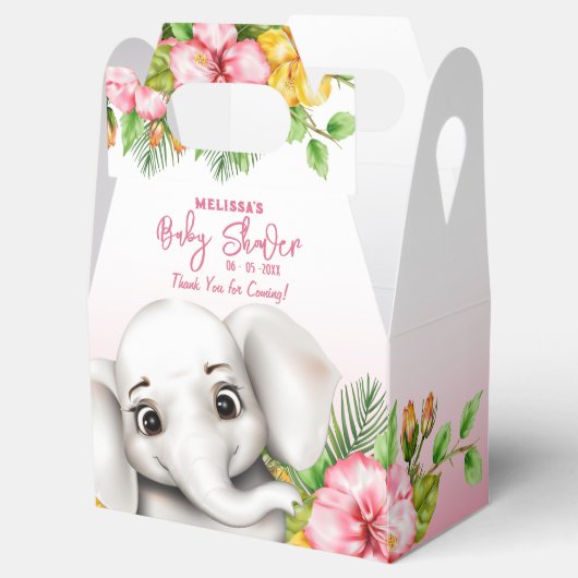 エレファントサファリトロピカルジャングルベビーシャワー フェイバーボックス (オープン)