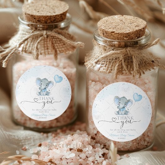 エレファントサファリベイビーシャワー ラウンドシール