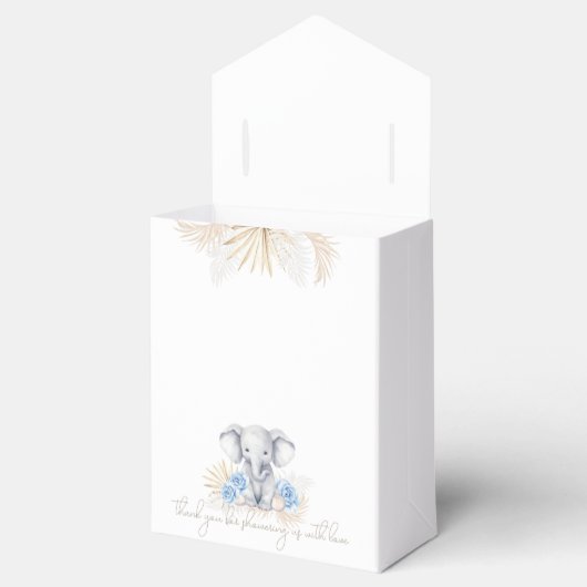 エレファントサファリボーホブルー感謝していベビーシャワー フェイバーボックス (オープン)