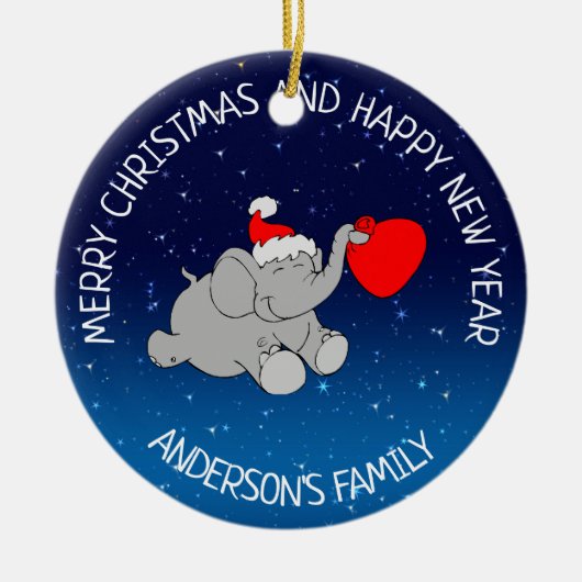 エレファントサンタ セラミックオーナメント (正面)