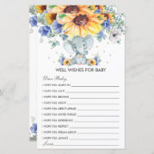 エレファントサンフラワーブルーシャワーの願いベビー (正面/裏面)