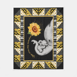 エレファントサンフラワーママ&ベビーあなたが私の太陽の光 フリースブランケット