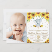 エレファントサンフラワー《キリスト教》洗礼式や命名式洗礼少年写真 招待状 (正面)