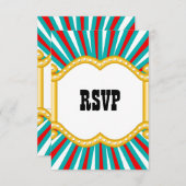 エレファントサーカスキッズボーイズ誕生日パーティーRSVP 出欠カード (正面/裏面)