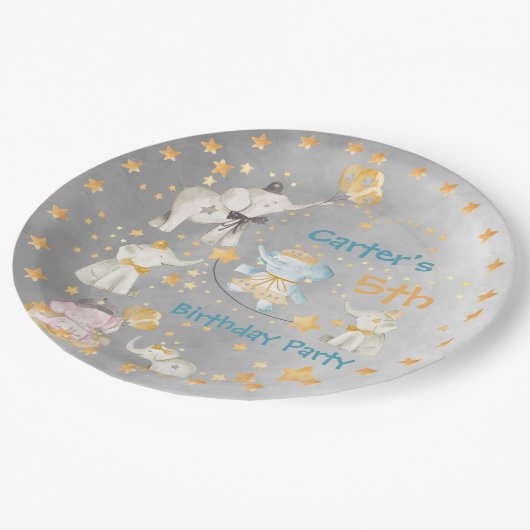 エレファントサーカスバースデーパーティ紙プレート ペーパープレート (アングル)