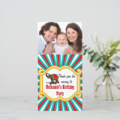 エレファントサーカスフレームキッズボーイズバースデーパーティー サンキューカード (スタンド正面)