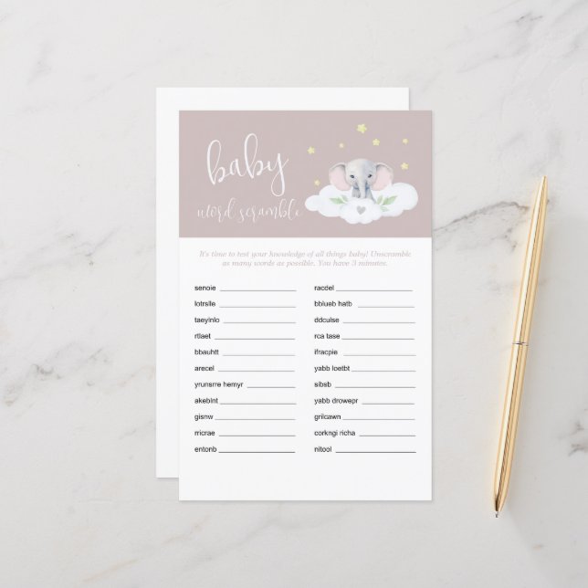 エレファントシャワーベビーワードスクランブルゲームピンク (正面/裏面インサイチュ)