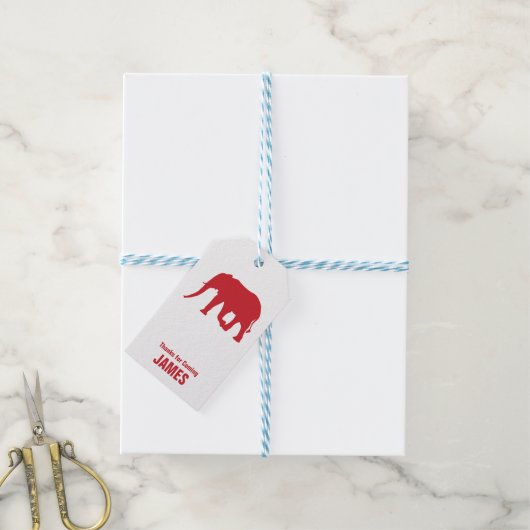 エレファントシルエットサファリ誕生日ギフトラベル ギフトタグ (より糸付き)