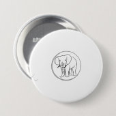 エレファントシルエットパッチとボタン 缶バッジ (正面&裏面)