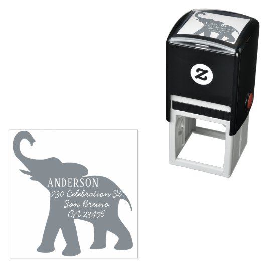 エレファントシルエットファミリー名と差出人住所 セルフインキングスタンプ (インサイチュ)