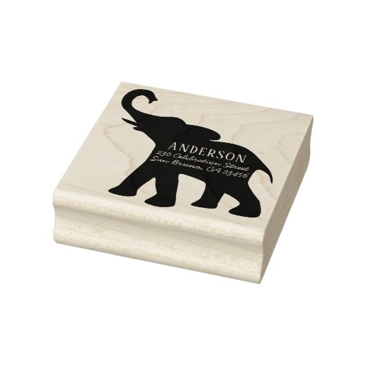 エレファントシルエットファミリー名と差出人住所 ラバースタンプ (スタンプ)