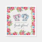 エレファントジェンダーが赤ちゃんシャワー青とピンクを明らかにする スタンダードカクテルナプキン (正面)