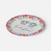 エレファントジェンダーが赤ちゃんシャワー青とピンクを明らかにする ペーパープレート (アングル)