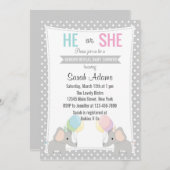 エレファントジェンダーリビールパーティの招待状 招待状 (正面/裏面)