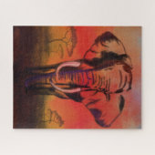 エレファントジグソーパズルサンセットサバ絵画ナズ ジグソーパズル (横)