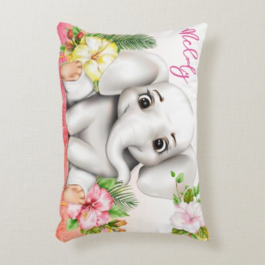 エレファントジャングルサファリパーソナライズされたベビー アクセントクッション (正面(垂直))