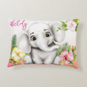 エレファントジャングルサファリパーソナライズされたベビー アクセントクッション (裏面)
