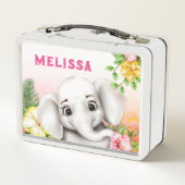 エレファントジャングルサファリパーソナライズされた メタルランチボックス (裏面)