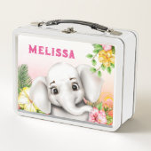 エレファントジャングルサファリパーソナライズされた メタルランチボックス (正面)