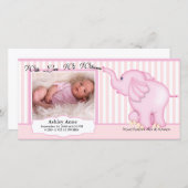 エレファントスイートベビーガール誕生 案内状 (正面/裏面)
