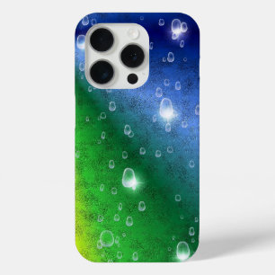 エレファントスキンレザーオプティクとレインドロップに虹 iPhone 15 PROケース