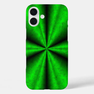 エレファントスキンレザーオプティックのグリーン・レインボー iPhone 16 PLUSケース