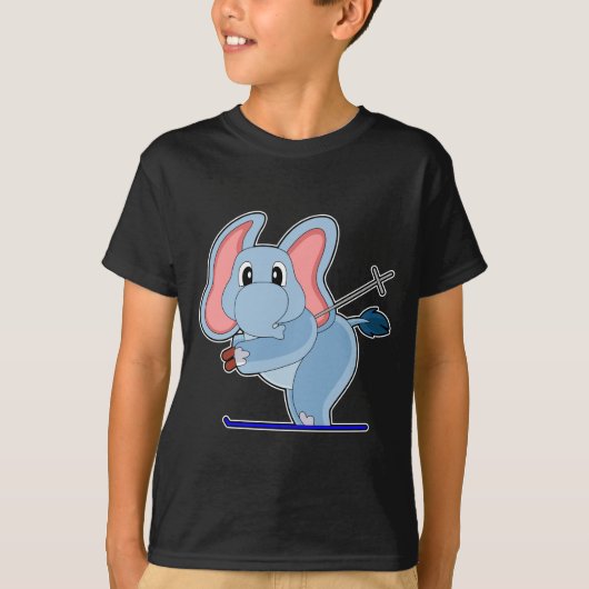 エレファントスキー・スキーヤー・スキーポール Tシャツ (正面)