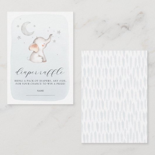 エレファントスタームーンダスティブルーボーイベビーシャワー エンクロージャーカード (正面/裏面)