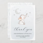 エレファントスタームーンダスティブルーボーイベビーシャワー サンキューカード (正面/裏面)