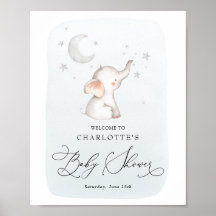 エレファントスタームーンダスティブルーボーイベビーシャワー