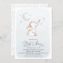 エレファントスタームーンダスティブルーボーイベビーシャワー