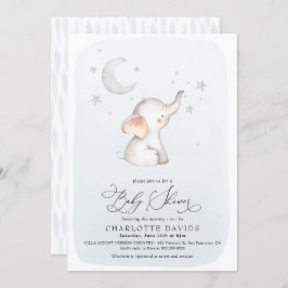 エレファントスタームーンダスティブルーボーイベビーシャワー 招待状
