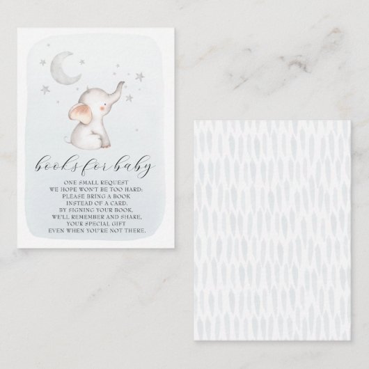 エレファントスタームーンダスティブルーボーイベビーシャワーEnc エンクロージャーカード (正面/裏面)