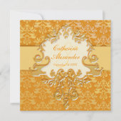 エレファントダマスク金ゴールド結婚&クリームの正方形招待状 招待状 (正面)