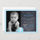 エレファントチャルクボードバースデーパーティ招待状 招待状 (正面/裏面)