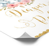 エレファントツインガールズベビーシャワーおむつラッフルサイン ポスター (角)