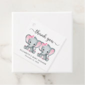 エレファントツインベビーガールズシャワーありがとう フェイバータグ (インサイチュ)