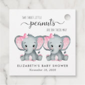 エレファントツインベビーガールズシャワーありがとう フェイバータグ (裏面)