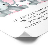 エレファントツインベビーガールズシャワーおむつラッフル ポスター (角)