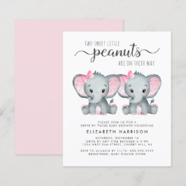 エレファントツインベビーガールズドライブバイシャワー招待状