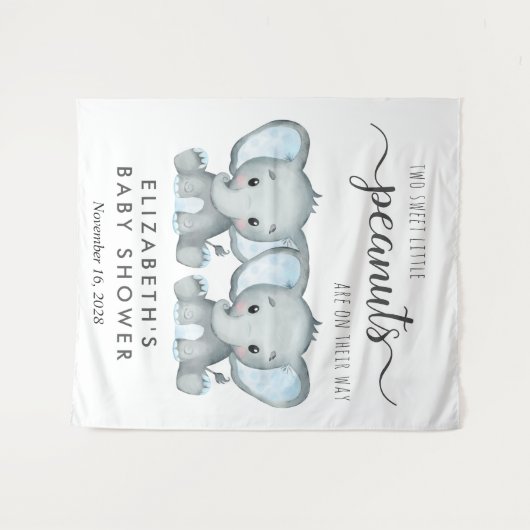 エレファントツインボーイズ赤ちゃんシャワーへようこそ タペストリー (正面(横))