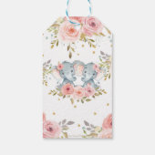 エレファントツイン女の子の赤ちゃんシャワーありがとうお願い ギフトタグ (裏面)