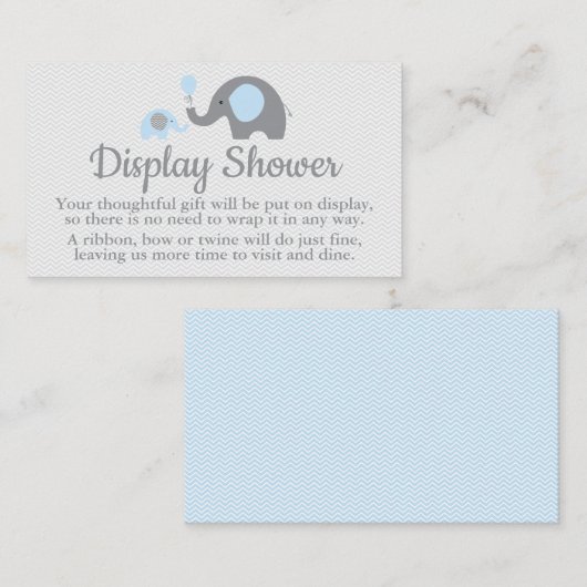 エレファントディスプレイシャワーインサート（青と灰色） エンクロージャーカード (正面/裏面)