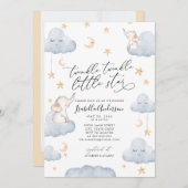 エレファントトゥインクルリトルスターイエローベビーシャワー 招待状 (正面/裏面)