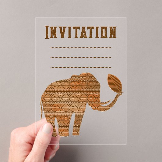 エレファントトライバルアートデザイン アクリル招待状 (インサイチュ (ポータブル))