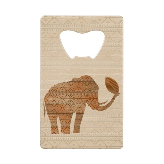 エレファントトライバルアートデザイン クレジットカード栓抜き (正面)