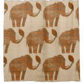 エレファントトライバルアートデザイン シャワーカーテン (正面)