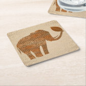 エレファントトライバルアートデザイン スクエアペーパーコースター (アングル)