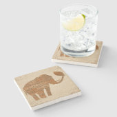エレファントトライバルアートデザイン ストーンコースター (横)